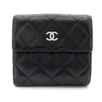 Chanel Snap Wallet Quilted Black Silver CC Logo Lambskin