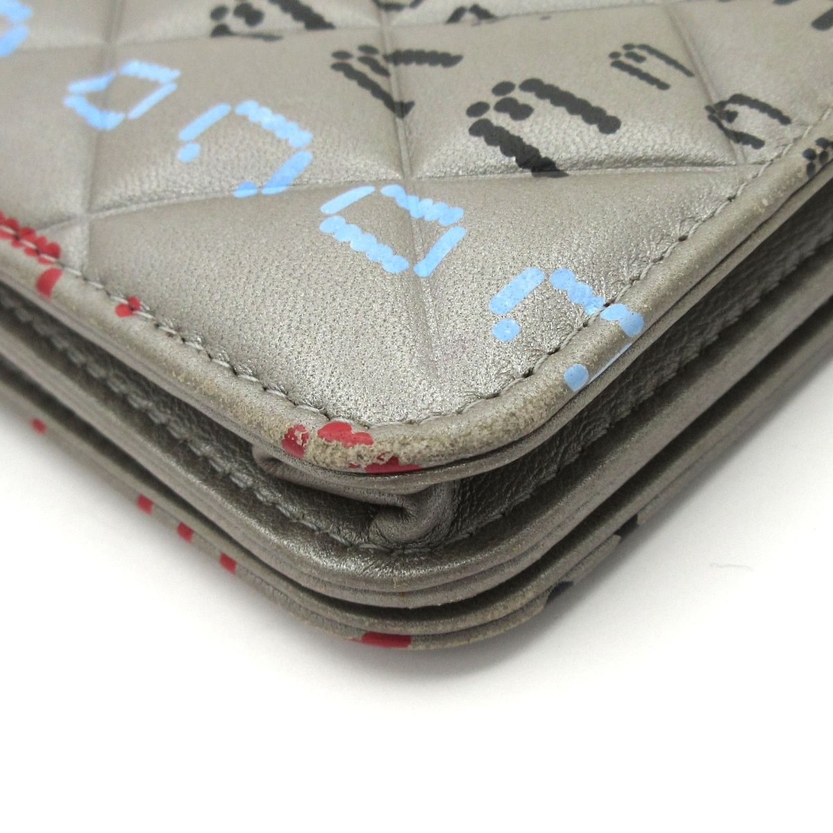 Chanel Wallet Computer Circuit Board Gray Chain Silver Lambskin Shoulder Bag — view 7
