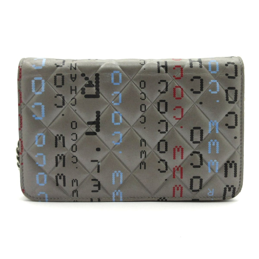 Chanel Wallet Computer Circuit Board Gray Chain Silver Lambskin Shoulder Bag — view 2