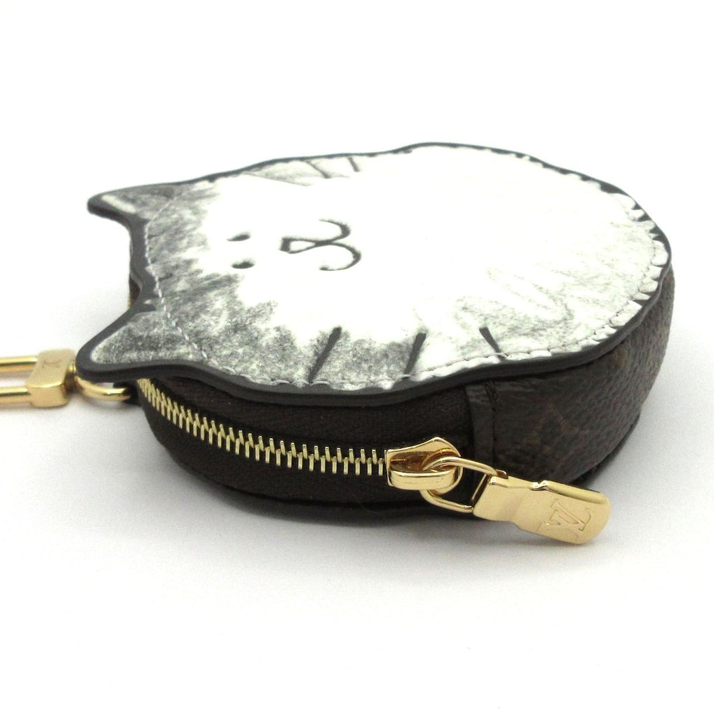 Louis Vuitton Coin Purse Cat Glam Kitty Ivory Gray Dark Brown Leather Cowhide — view 8