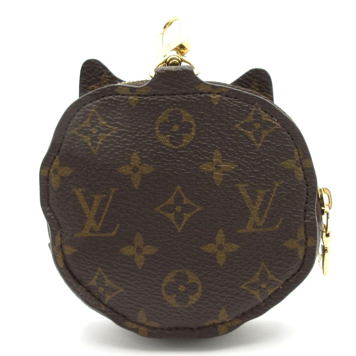 Louis Vuitton Coin Purse Cat Glam Kitty Ivory Gray Dark Brown Leather Cowhide — view 2