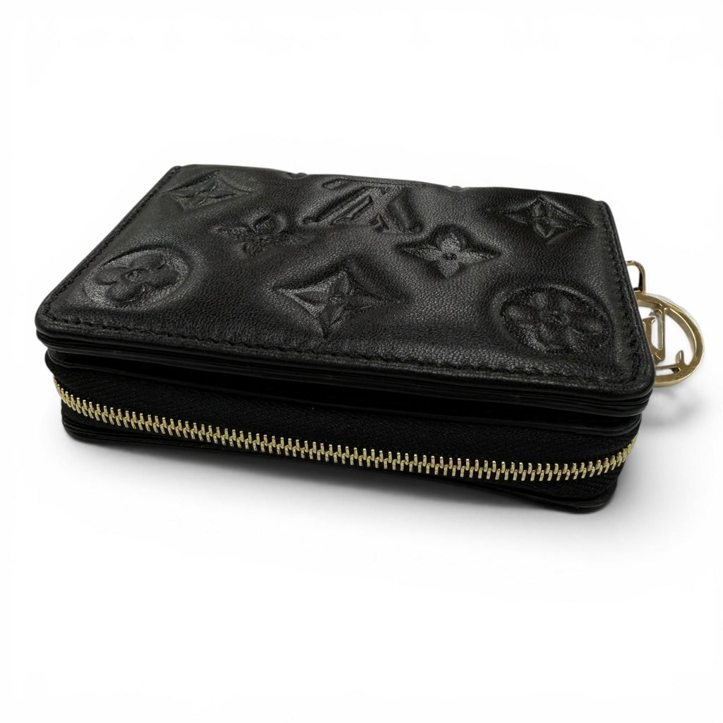Louis Vuitton Portefeuille Lambskin Monogram Compact Wallet Black — view 5