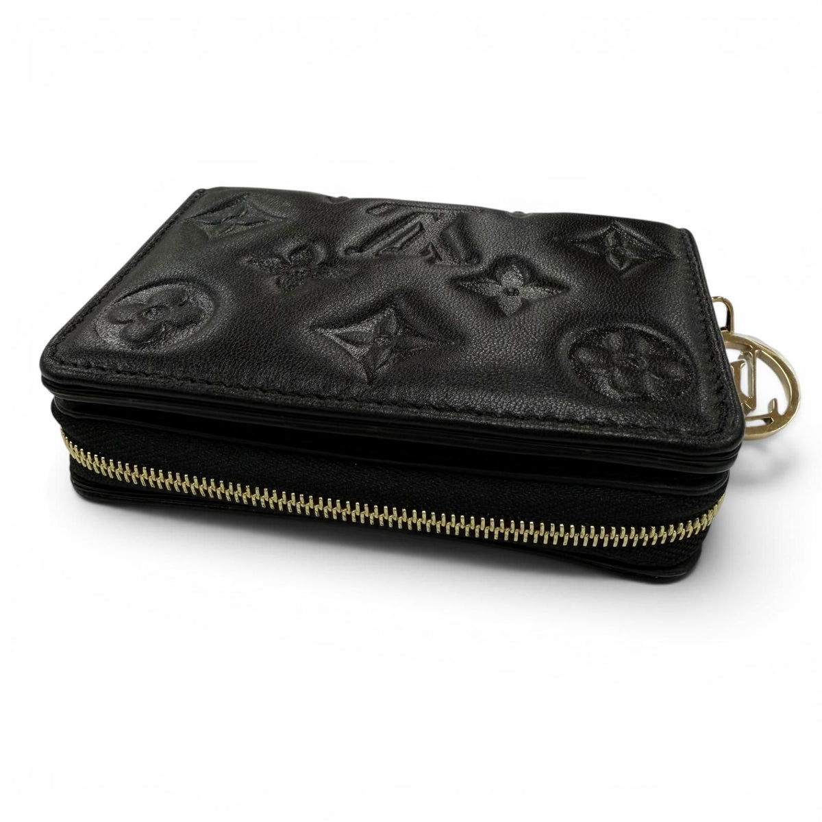 Louis Vuitton Portefeuille Lambskin Monogram Compact Wallet Black — view 5