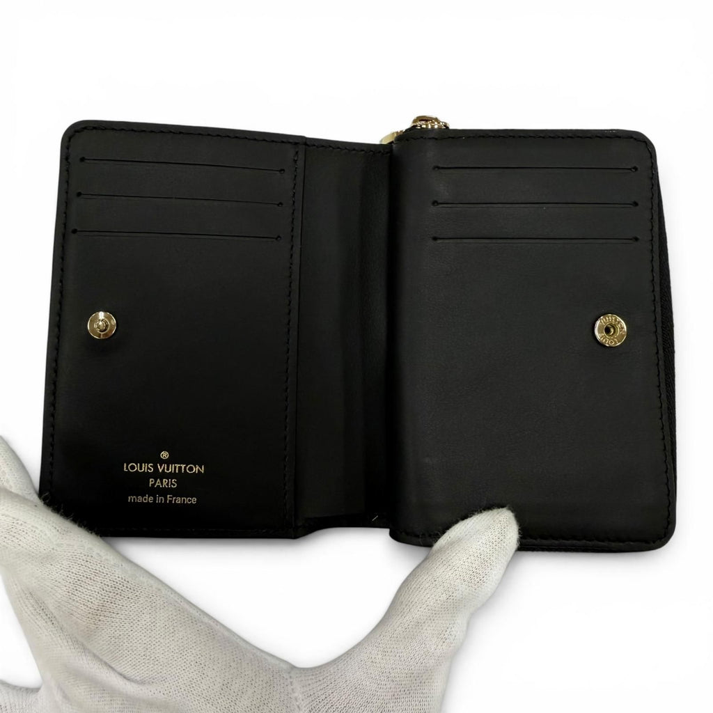 Louis Vuitton Portefeuille Lambskin Monogram Compact Wallet Black — view 6