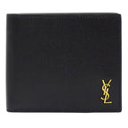 Saint Laurent Wallet Bifold Leather Tiny Cassandra Black Gold Everyday