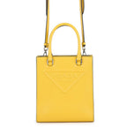 Prada Handbag Embossed Triangle Logo Mini Leather 2-Way