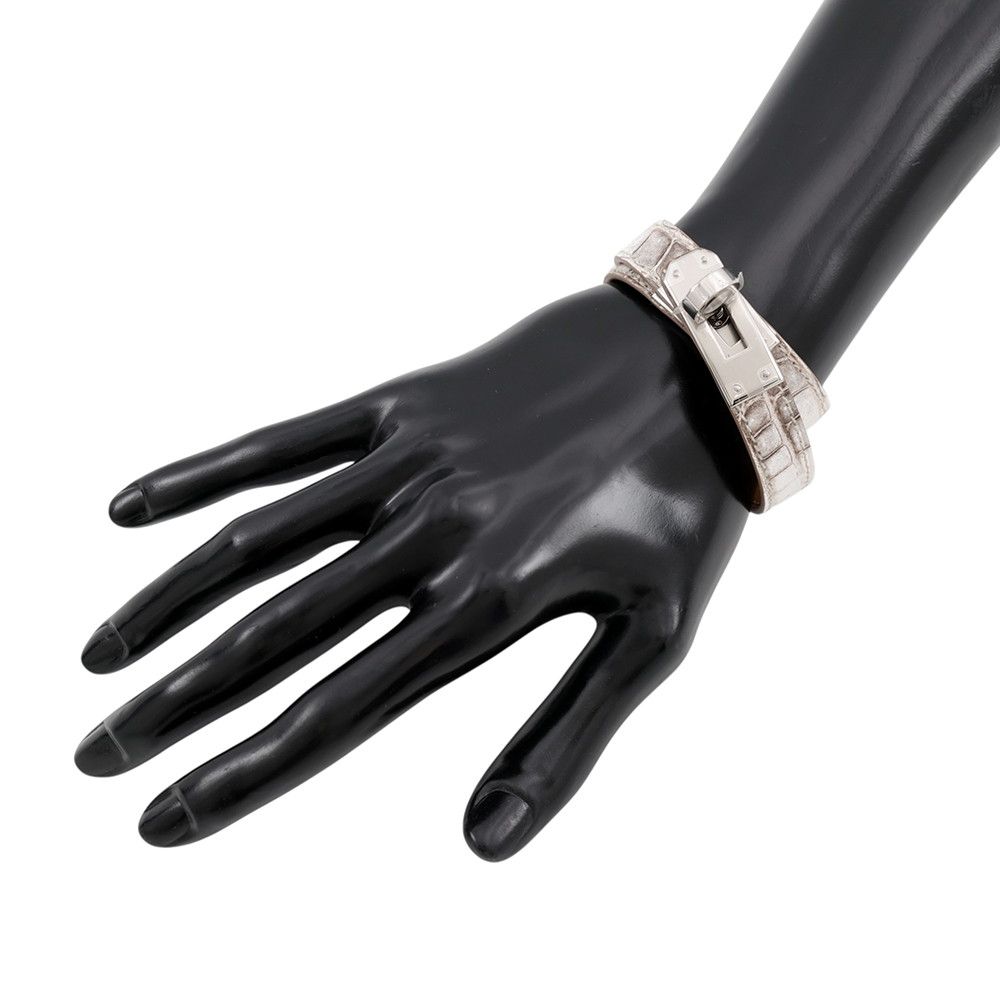 Hermes Bracelet Kelly Double Tour Himalayan Silver Niloticus Mat — view 4