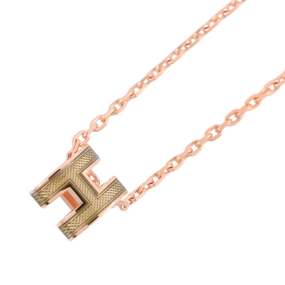 Hermes Necklace Mini Pop H Splash H Bronze Dore Pink Gold — view 3