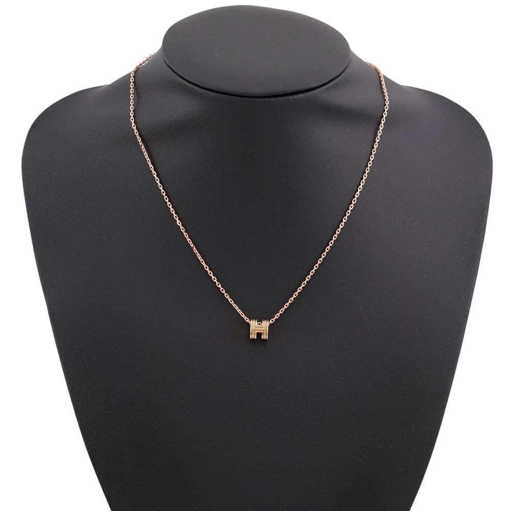 Hermes Necklace Mini Pop H Splash H Bronze Dore Pink Gold — view 4