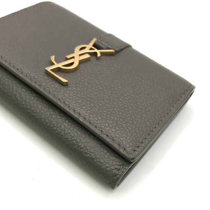 Saint Laurent Paris YSL Trifold Key Case Leather Gray — view 4