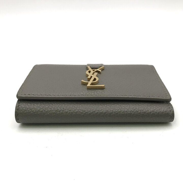 Saint Laurent Paris YSL Trifold Key Case Leather Gray — view 3