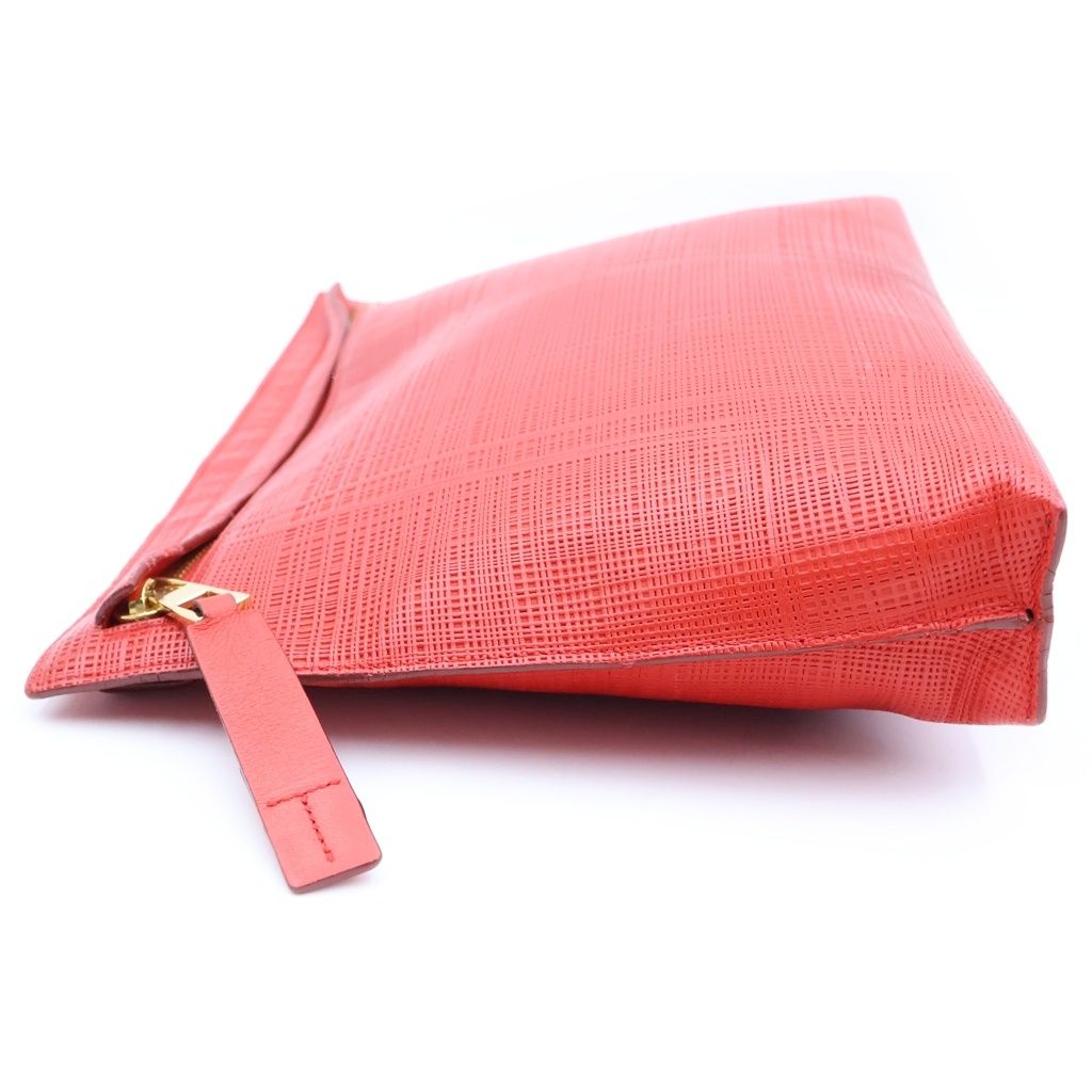 Loewe T Pouch Leather Clutch Handbag Red — view 3
