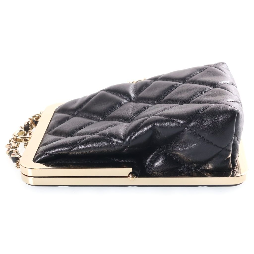 Chanel Quilted Mini Clutch Black Plastic Lambskin — view 3