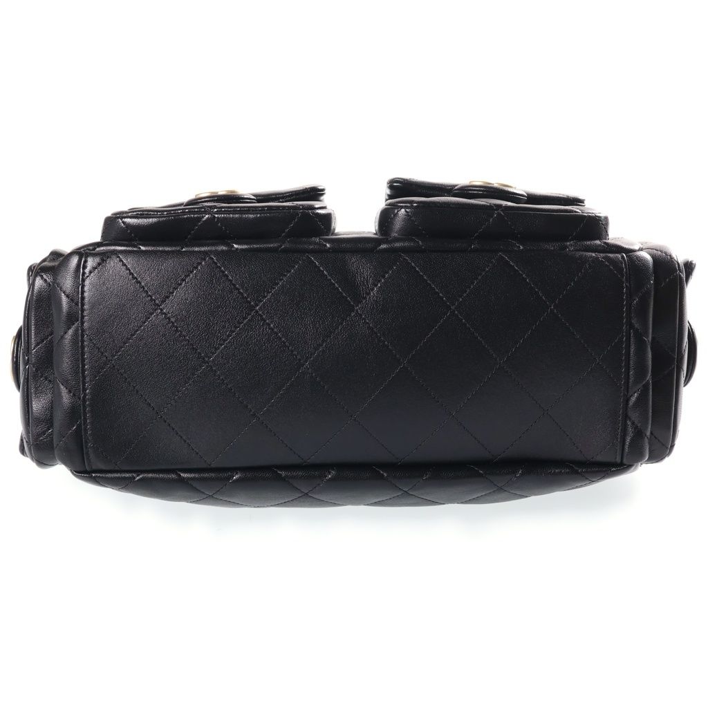 Chanel Quilted Hobo Chain Shoulder Bag Black Lambskin GD Plate — view 4