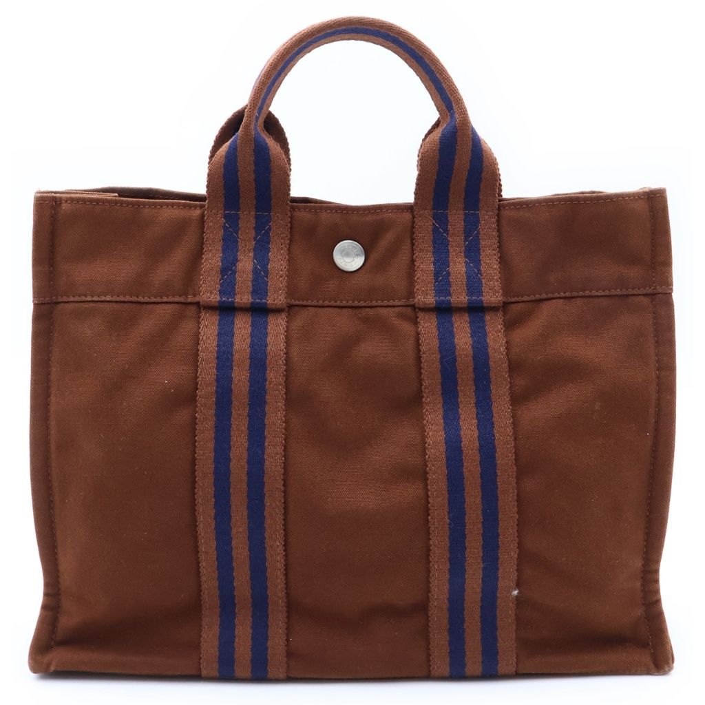 Hermes Fourre Tout PM Canvas Tote Handbag Brown