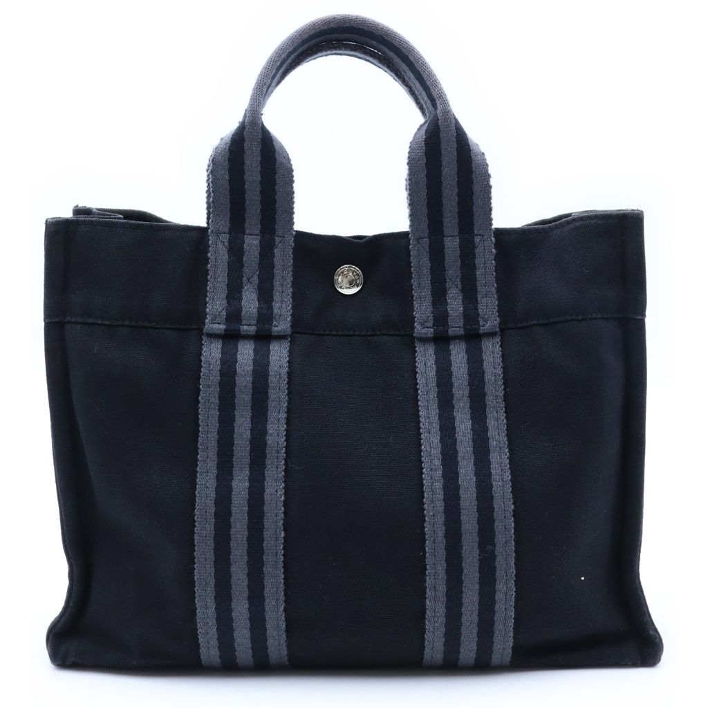 Hermes Fourre Tout PM Canvas Tote Handbag Black — view 2