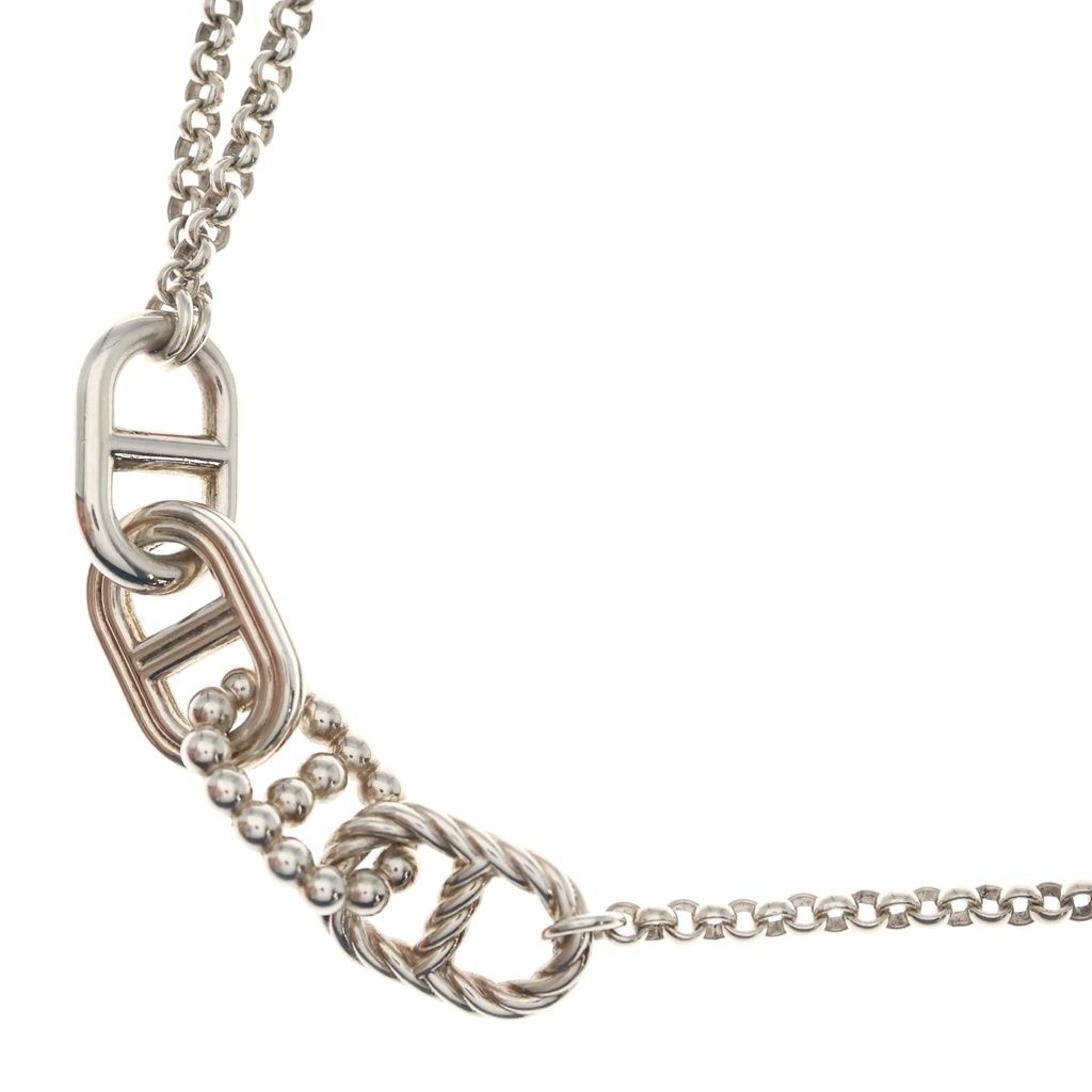 Hermes Chaine D'ancre Alea 2 Long Necklace 925 Sterling Silver