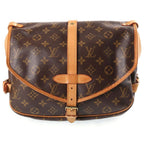 Louis Vuitton Monogram Saumur 30 Shoulder Bag Brown Leather Gold