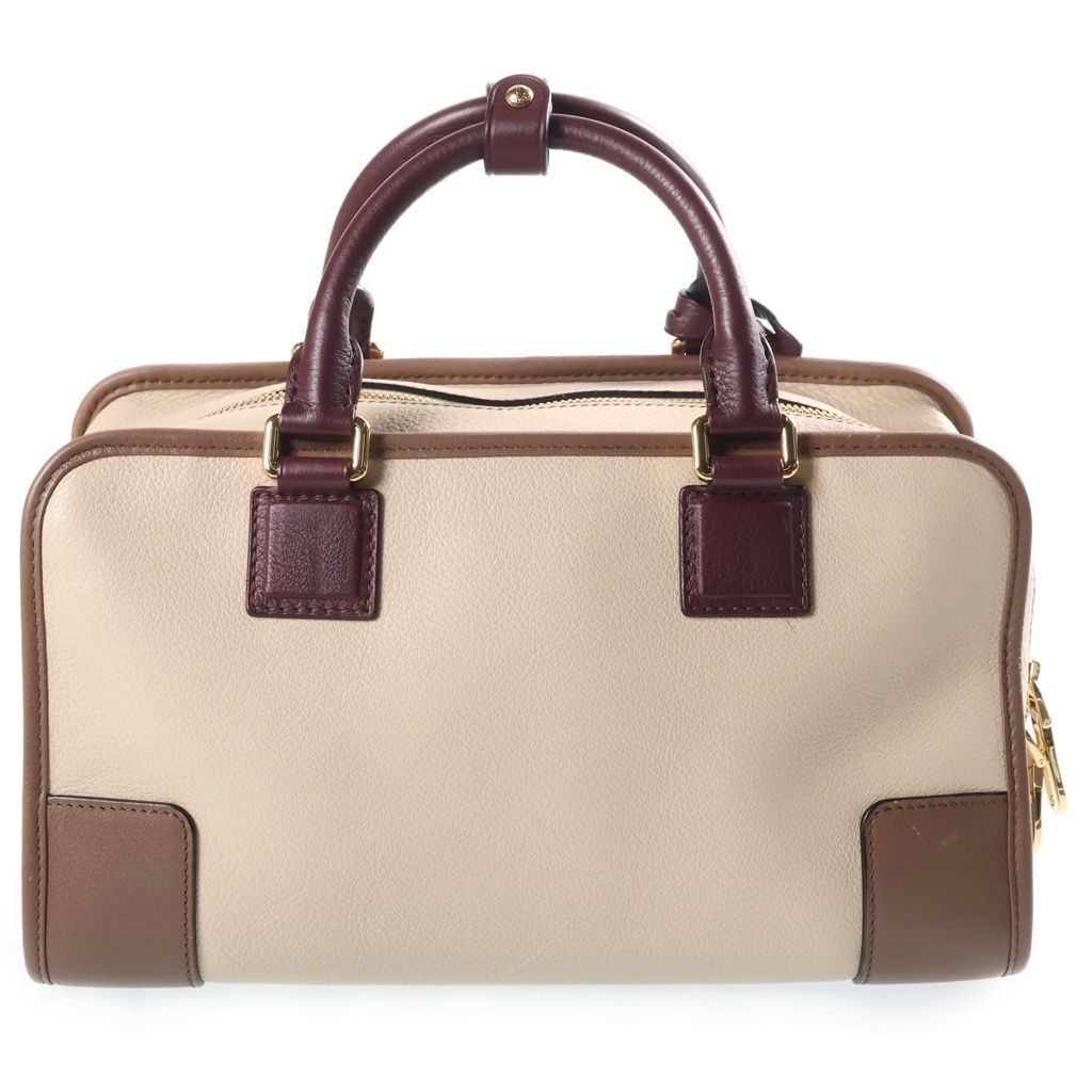 Loewe Amazona 28 2-Way Bicolor Shoulder Bag Beige Brown Bordeaux Leather Gold — view 2