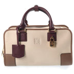 Loewe Amazona 28 2-Way Bicolor Shoulder Bag Beige Brown Bordeaux Leather Gold