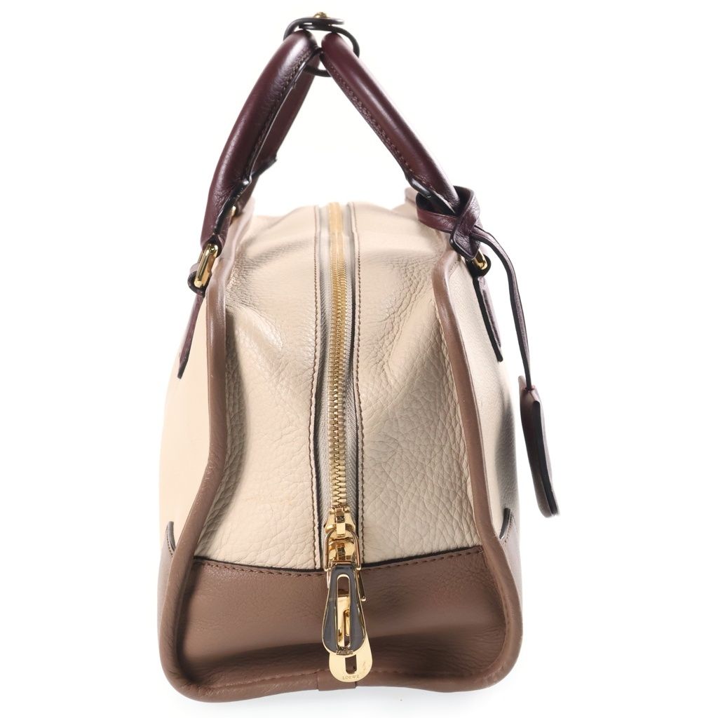 Loewe Amazona 28 2-Way Bicolor Shoulder Bag Beige Brown Bordeaux Leather Gold — view 3