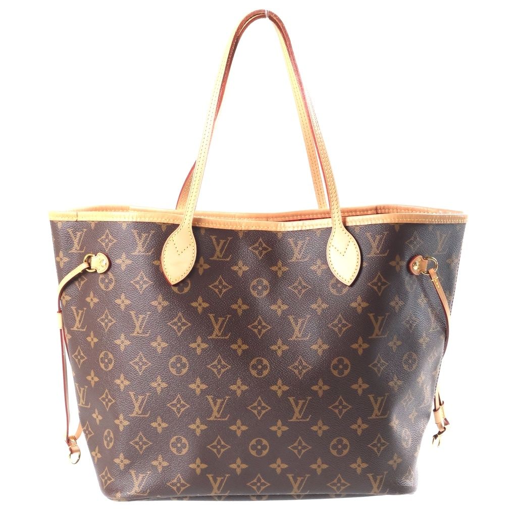 Louis Vuitton Monogram Neverfull MM Leather Tote Bag Brown — view 2