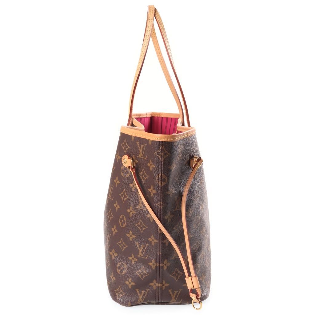Louis Vuitton Monogram Neverfull MM Leather Tote Bag Brown — view 3