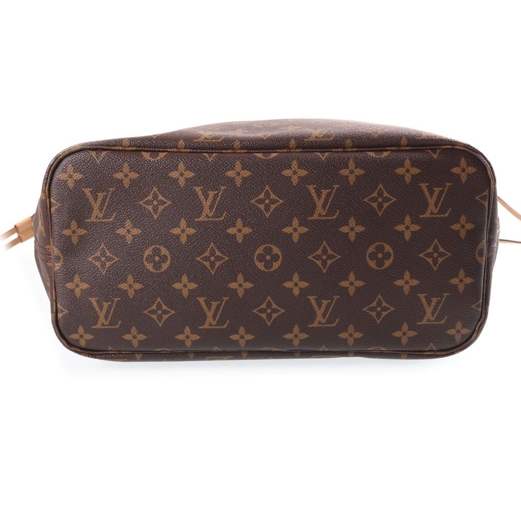 Louis Vuitton Monogram Neverfull MM Leather Tote Bag Brown — view 4