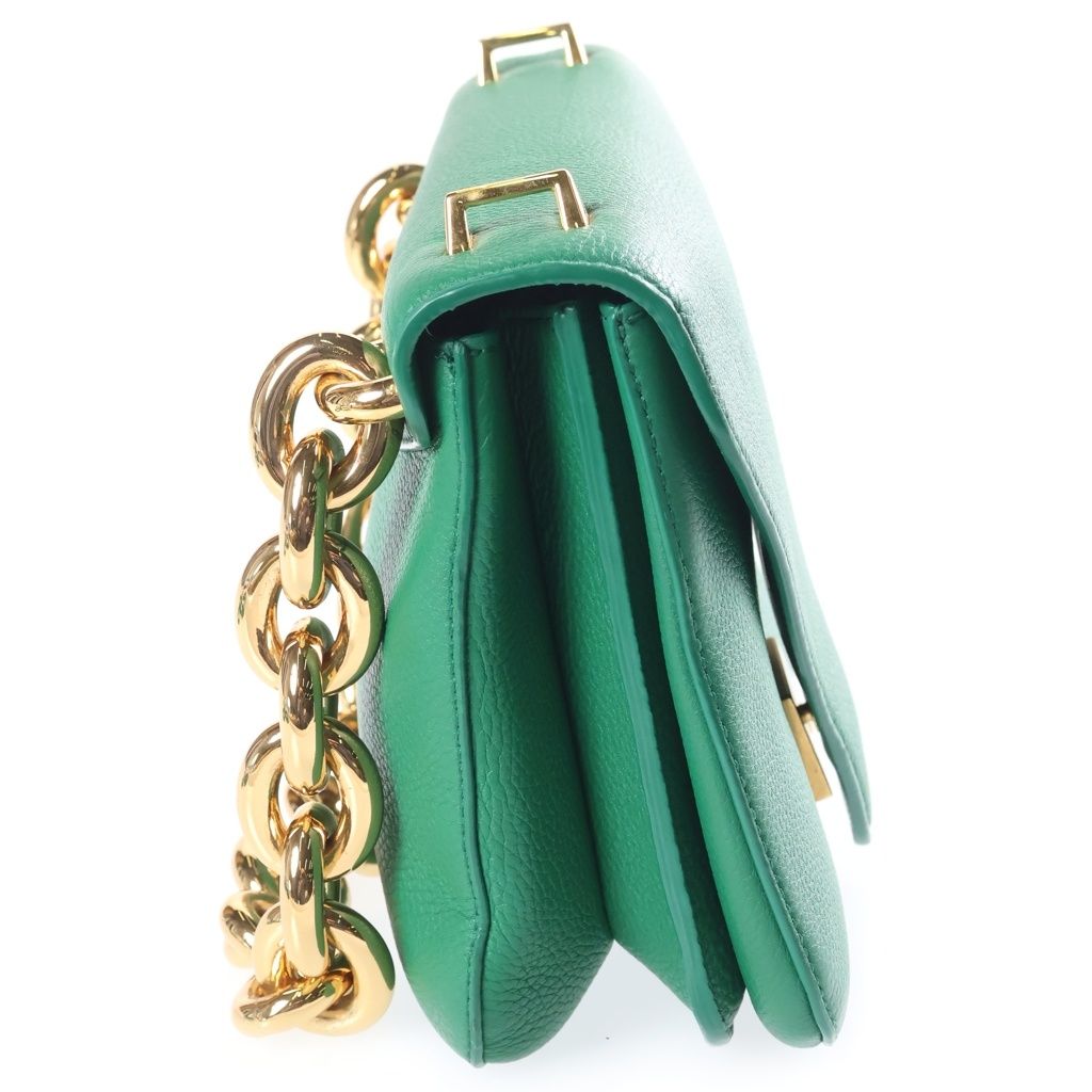Bottega Veneta Mount 2-Way Shoulder Bag Chain Green Leather Gold — view 3