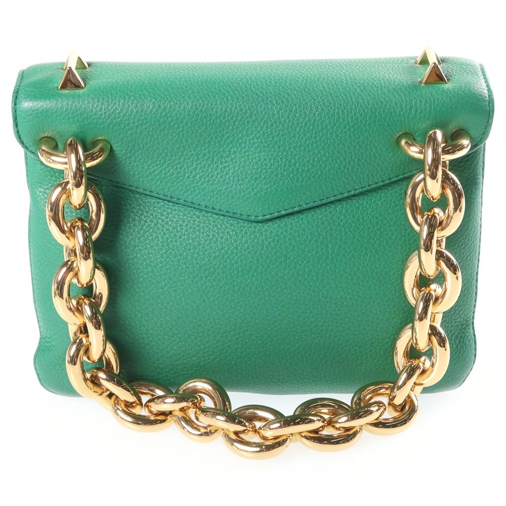 Bottega Veneta Mount 2-Way Shoulder Bag Chain Green Leather Gold — view 2