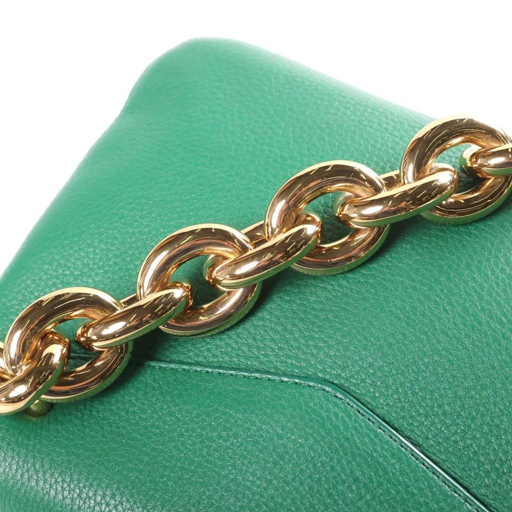 Bottega Veneta Mount 2-Way Shoulder Bag Chain Green Leather Gold — view 6