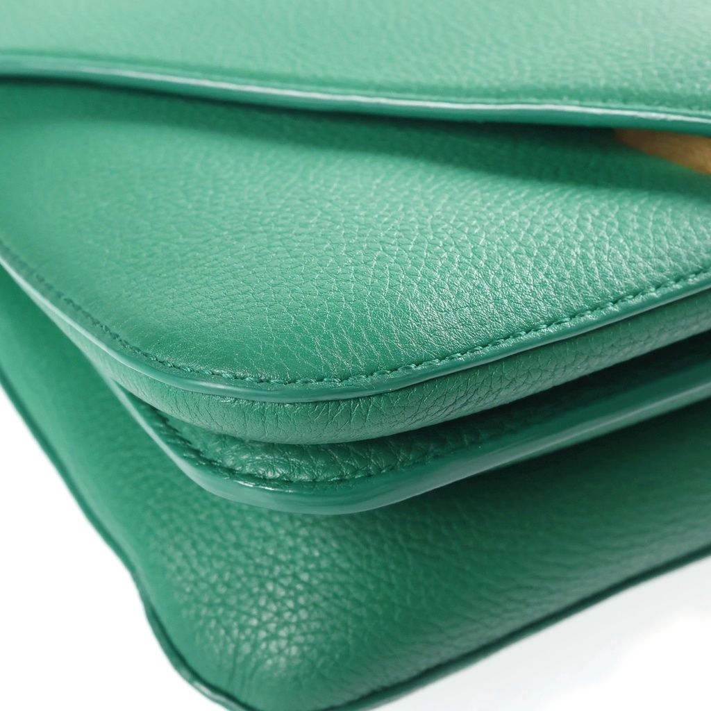 Bottega Veneta Mount 2-Way Shoulder Bag Chain Green Leather Gold — view 5