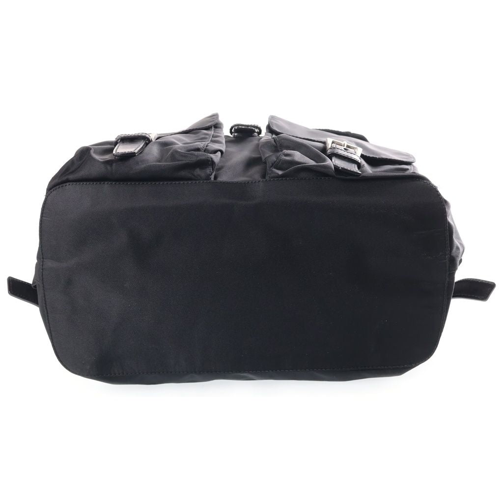 Prada Triangle Logo Nylon Backpack Black Tessuto Silver — view 4