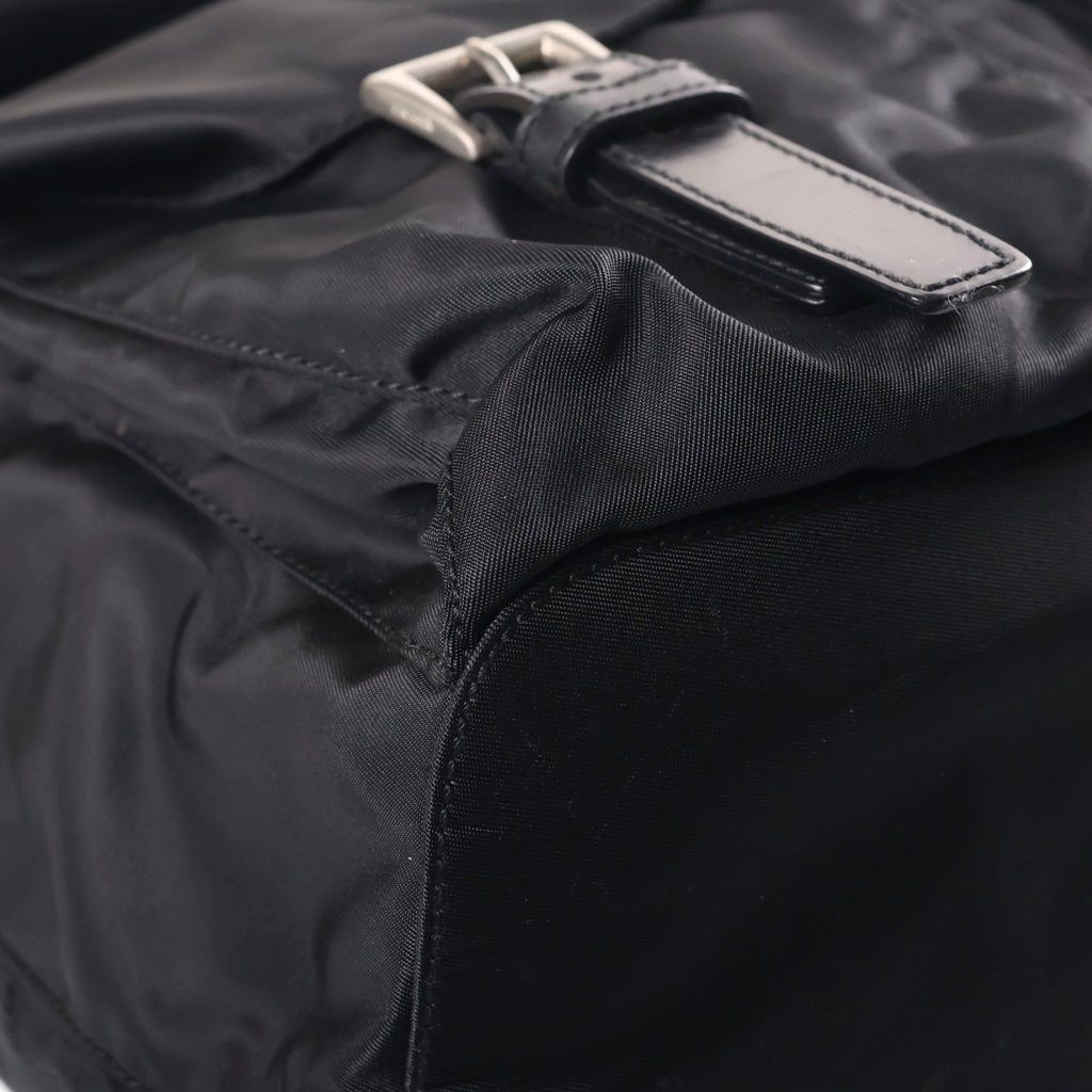 Prada Triangle Logo Nylon Backpack Black Tessuto Silver — view 5