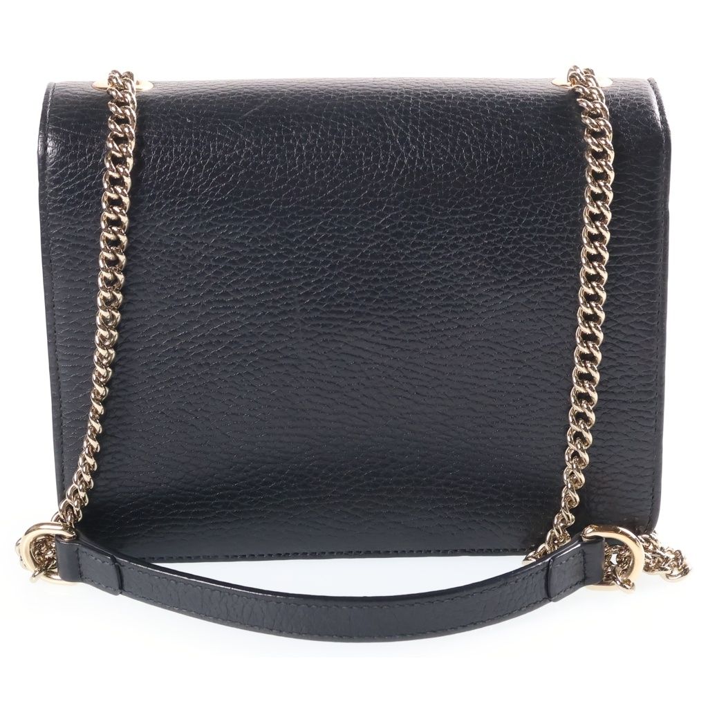 Gucci Interlocking G Leather Chain Shoulder Bag Gold Black — view 2
