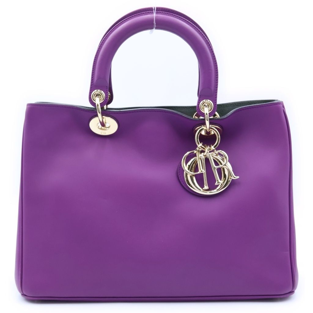 Diorissimo 2-Way Shoulder Bag Leather Purple Silver