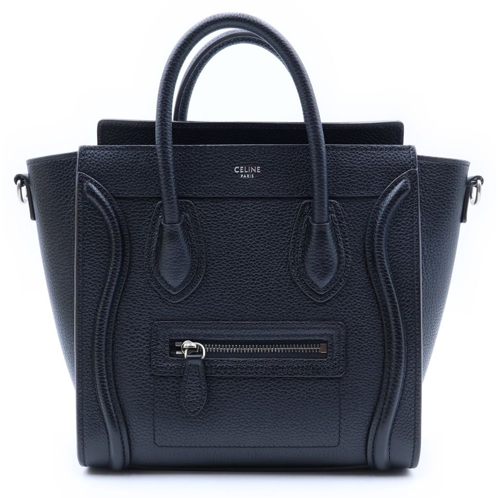 Celine Luggage Nano 2-Way Shoulder Bag Black Leather