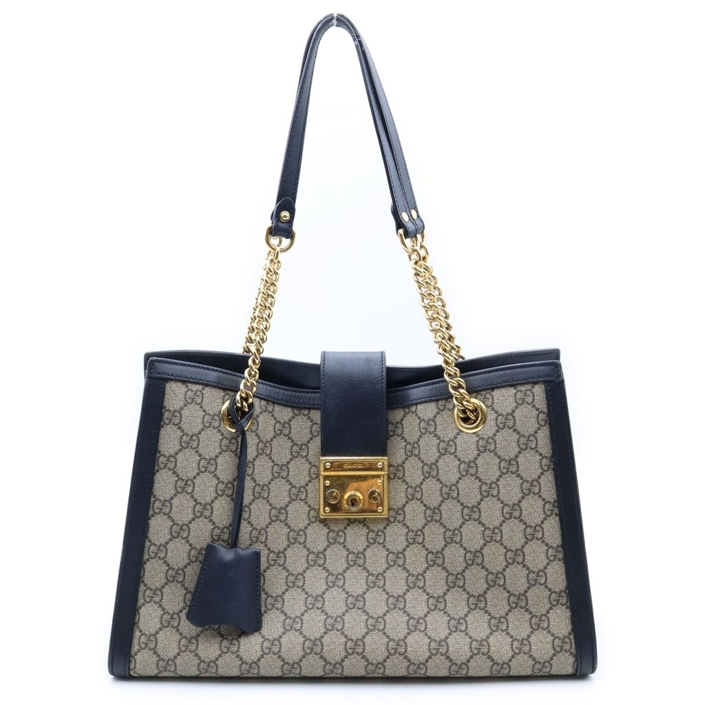 Gucci Padlock GG Medium Shoulder Chain Leather Gold Beige Black