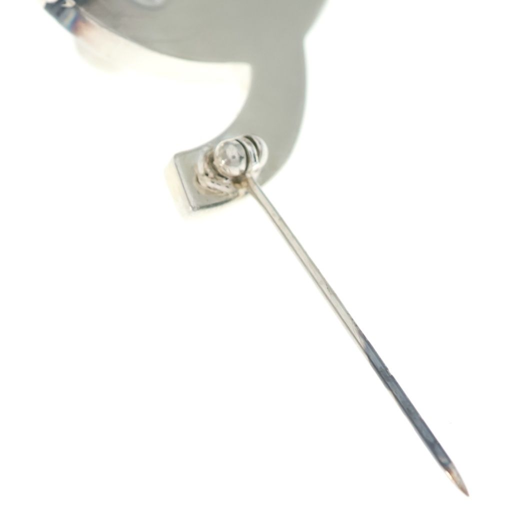 Chanel CC Logo Turnlock Brooch Silver Metal — view 5