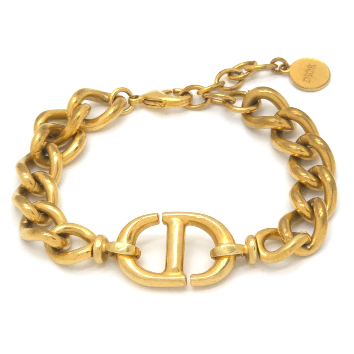 Dior CD Navy Bracelet Gold Tone Metal 22.5