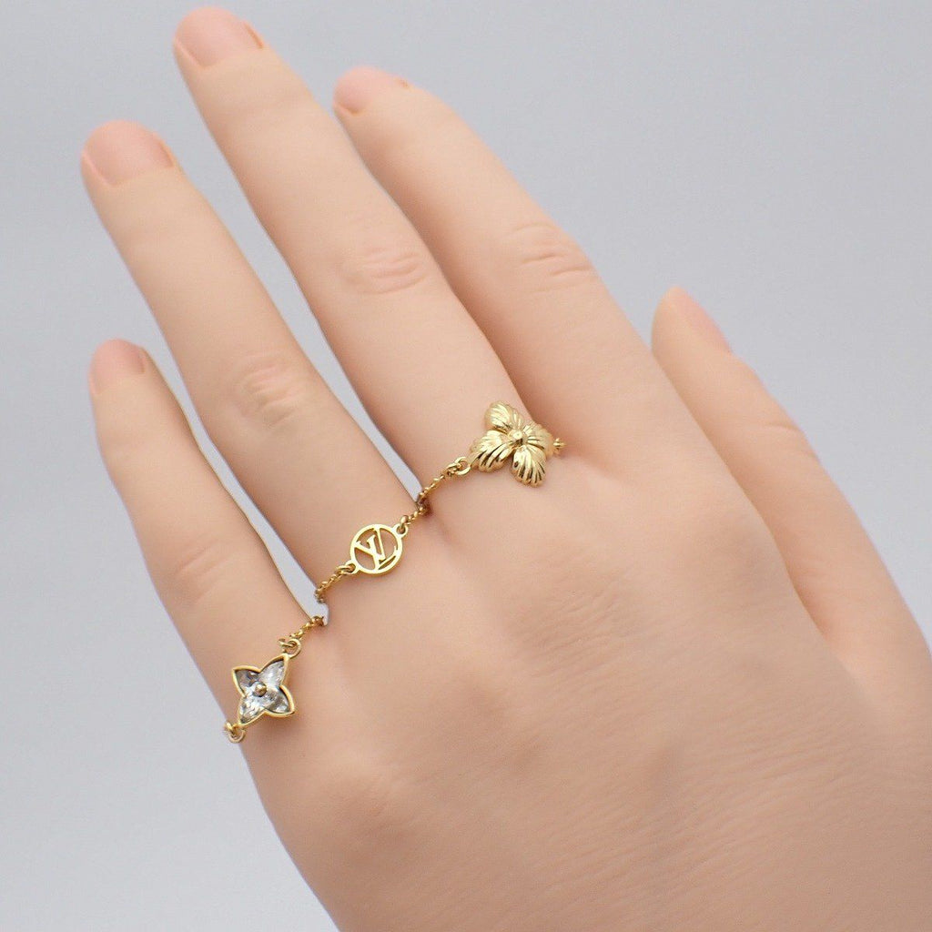 Louis Vuitton Set Bague Blooming Strass Ring Gold Color — view 6