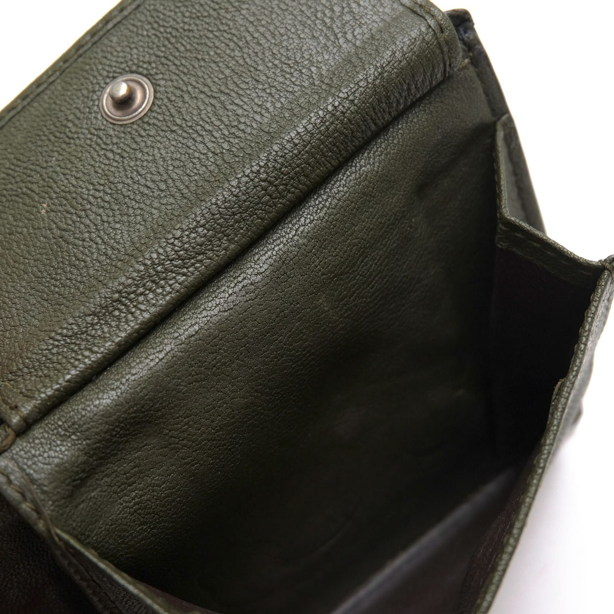 Bottega Veneta Wallet Leather Olive Khaki Bicolor Coin Purse Bifold Mesh — view 6