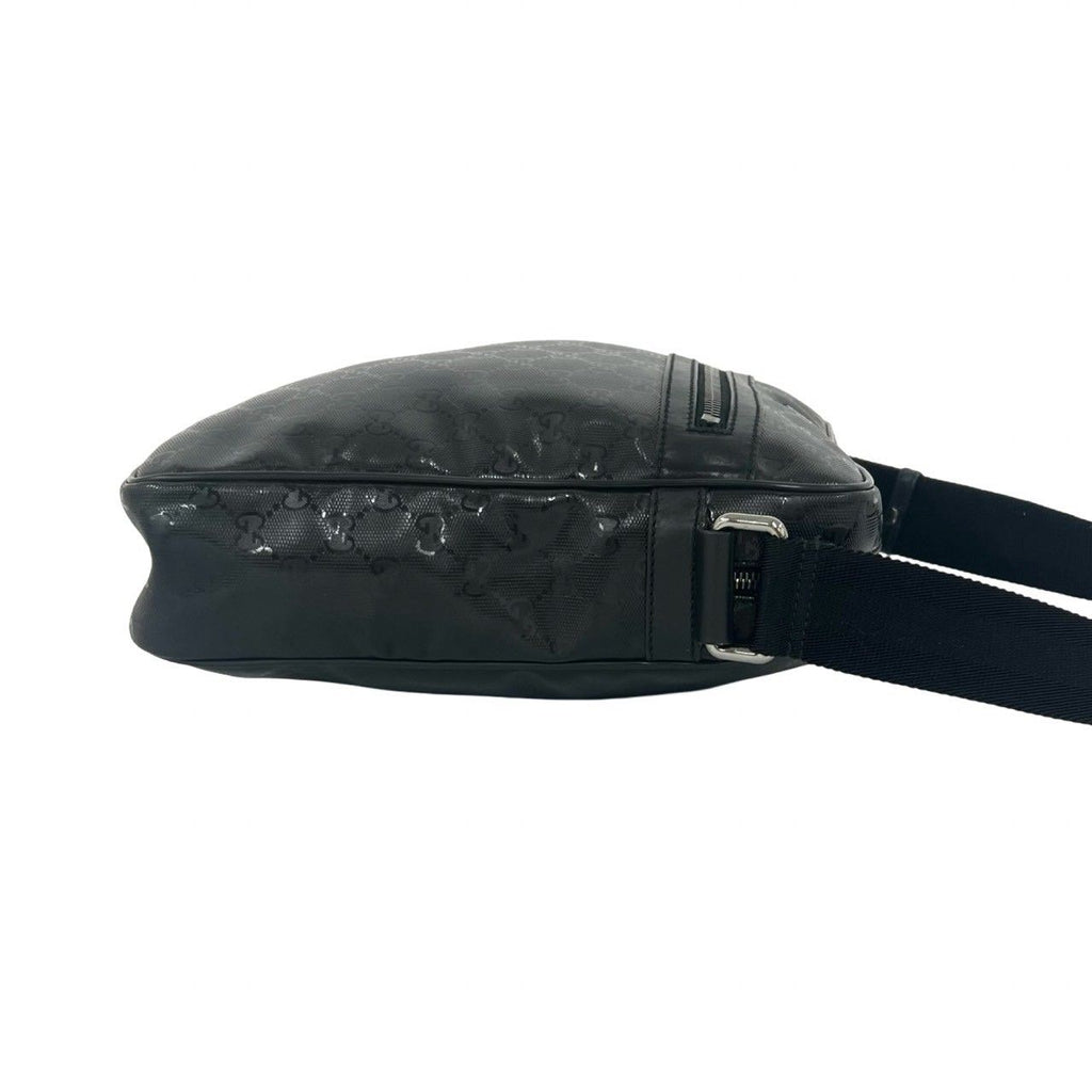 Gucci GG Supreme Logo Pattern Leather Shoulder Bag Pochette Black — view 6