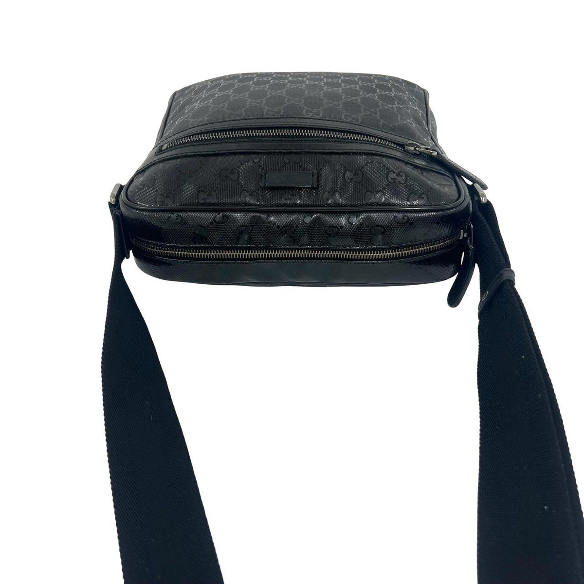 Gucci GG Supreme Logo Pattern Leather Shoulder Bag Pochette Black — view 4