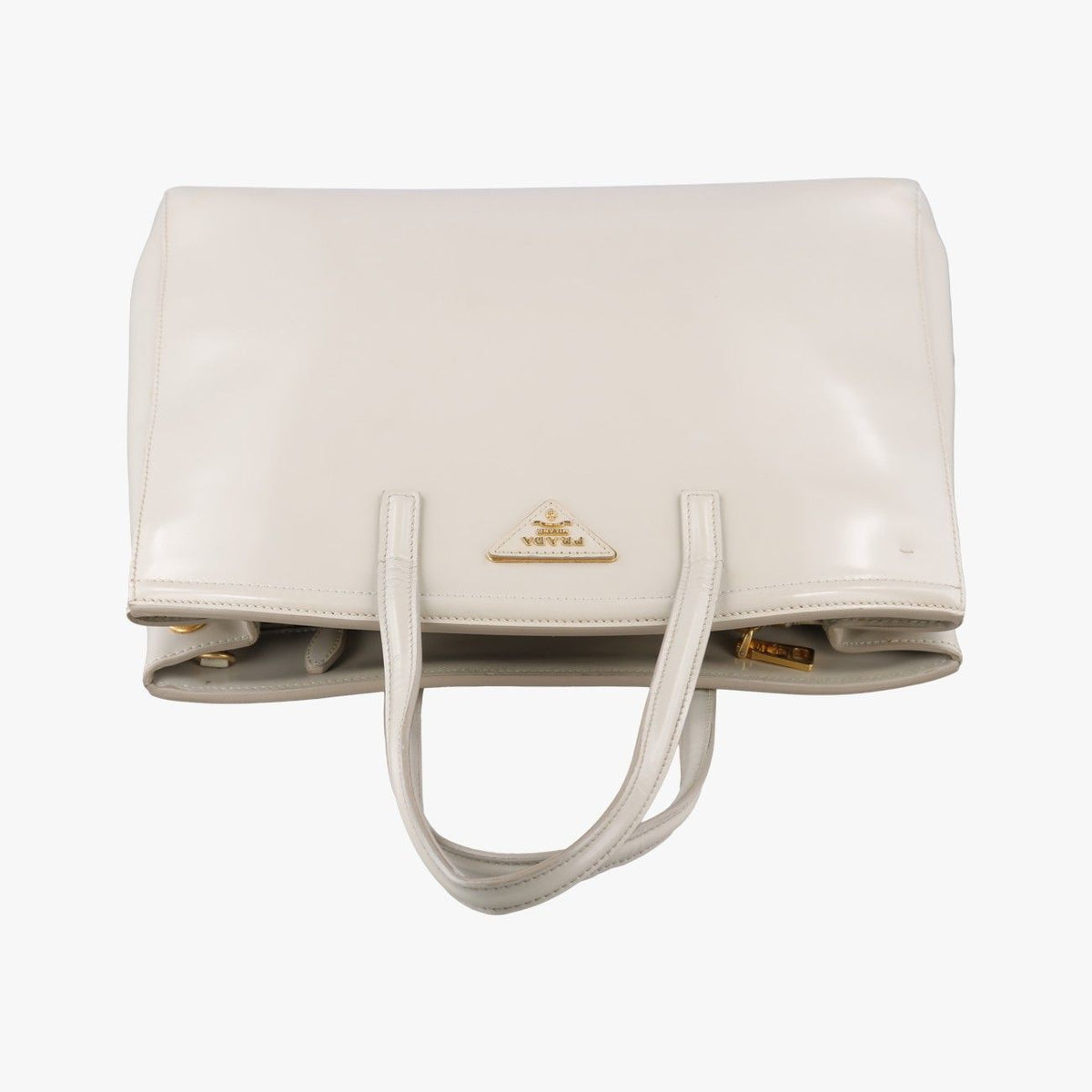 Prada Parabola Tote Bag White Patent 14 VI — view 8