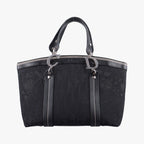 Dior Trotter Flower Tote Bag Black Canvas Leather