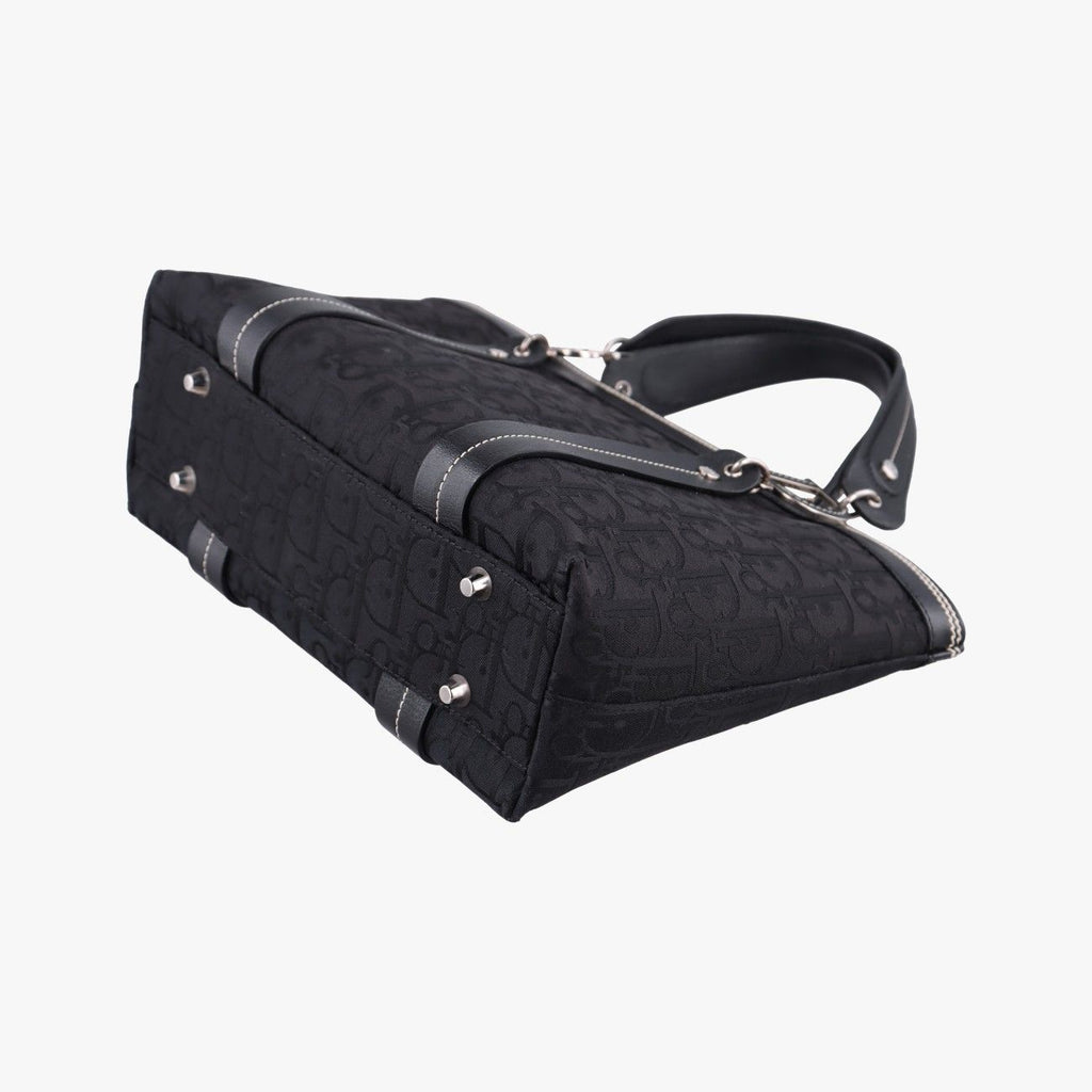 Dior Trotter Flower Tote Bag Black Canvas Leather — view 6
