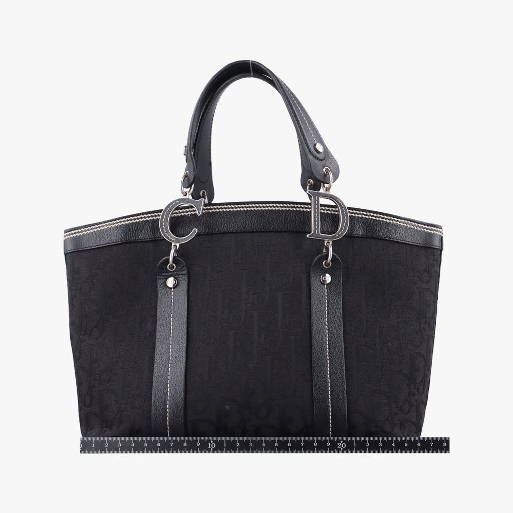 Dior Trotter Flower Tote Bag Black Canvas Leather — view 2