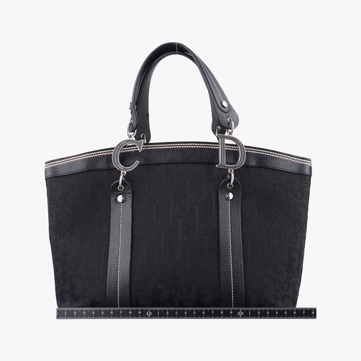 Dior Trotter Flower Tote Bag Black Canvas Leather — view 2