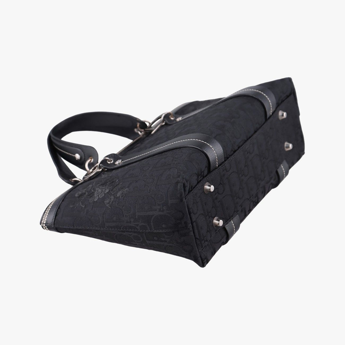 Dior Trotter Flower Tote Bag Black Canvas Leather — view 5